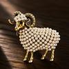 Rhinestone New Year Sheep Brooches Exquisite Jewelry Accessories Unique Animal Brooch  Men