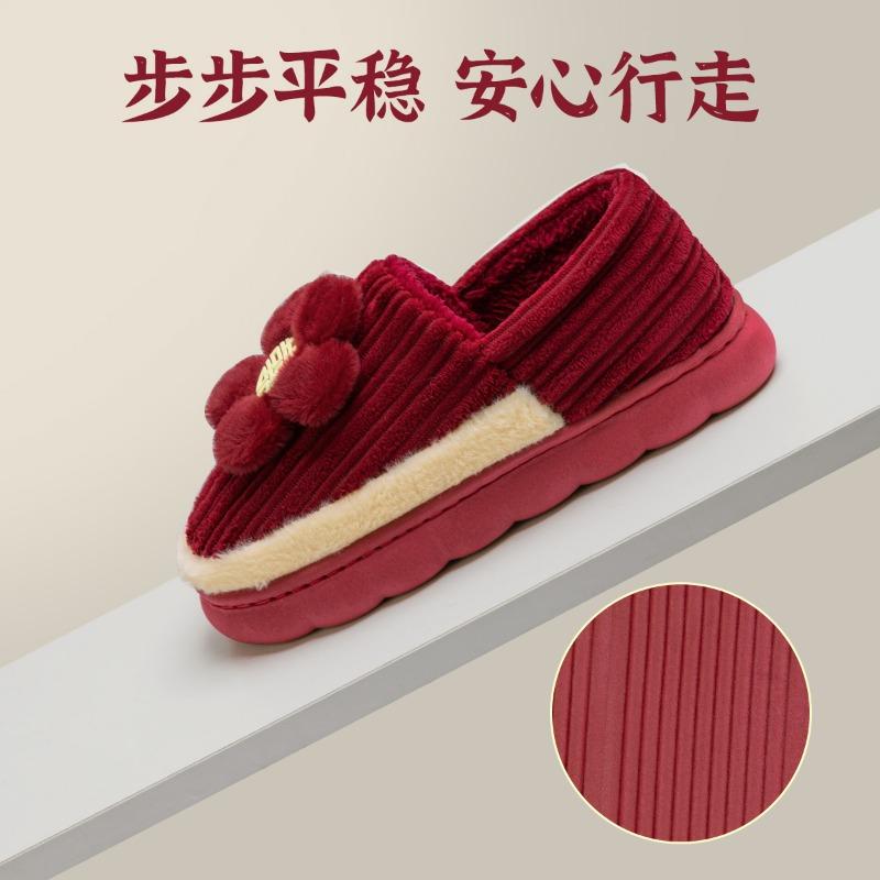 Wedding cotton shoes high-end newlywed couple models groom and bride dowry festive red pair of winter light luxury wedding shoes