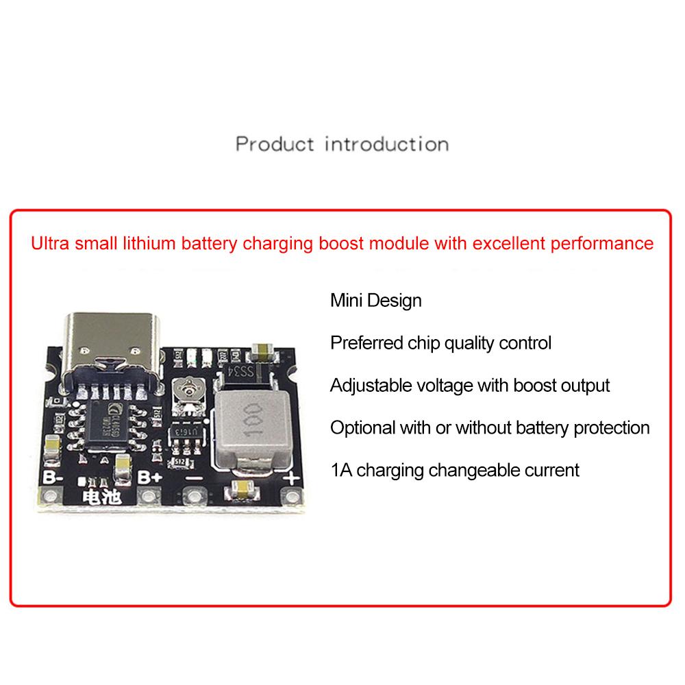 2PCS 18650 Lithium Battery Charger Module Charging Board With Protection 3.7V to 5V 9V DC-DC Step Up Converter Module Type-C