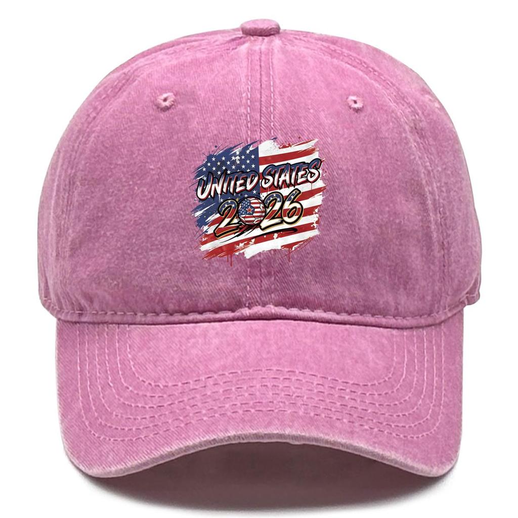 Sun Hat With 2026 Football Soccer "UNITED STATES" Flag Printed , Adjustable Sun Hat Raw Brim Slouchy Lightweight Vintage Sun Hat