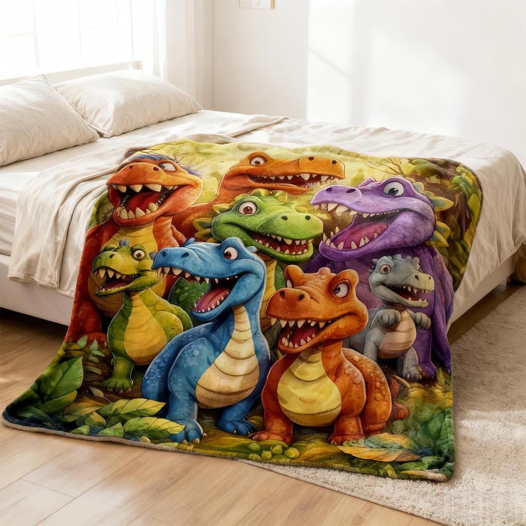 winter blanket for kids Cute Cartoon dinosaur pattern flannel blanket Microfiber colorful chubby dinosaur Bed Blanket kids gifts