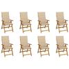 Folding Garden Chairs with Cushions Set of 8 Acacia Wood