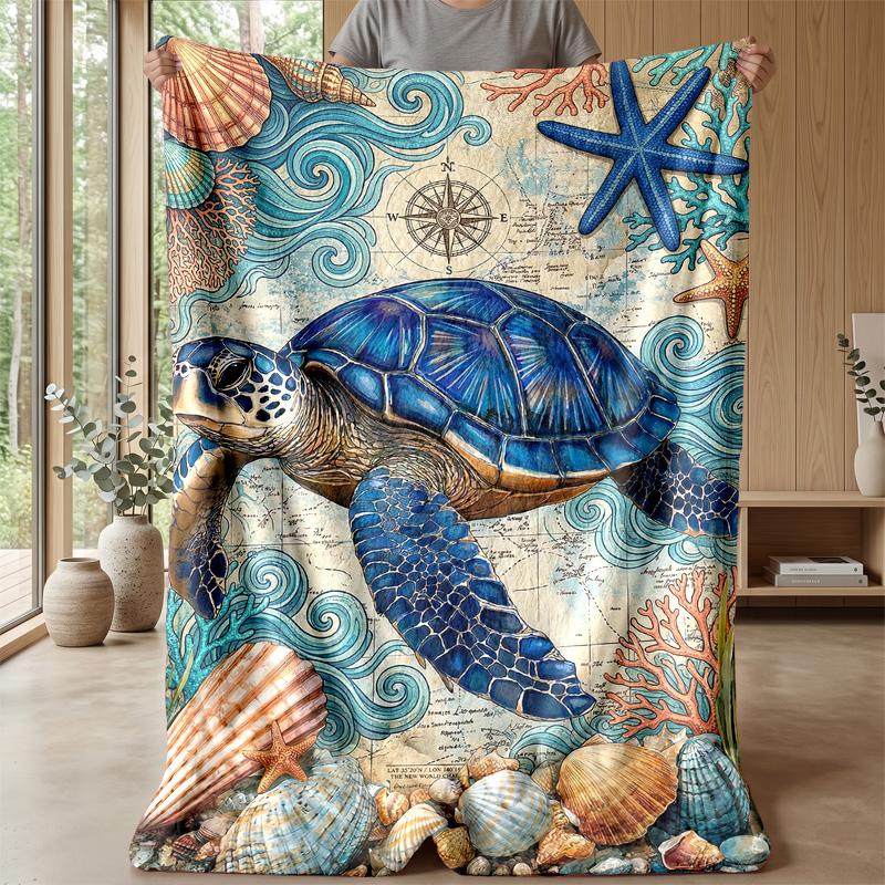 Ocean Adventure Map Theme blanket Lightweight Warm Flannel Blanket Decorative Throw Blanket for Home Decoration