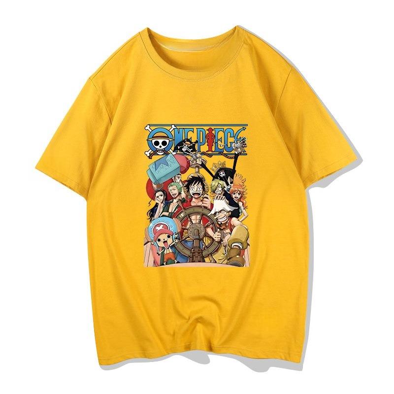 

Summer 2026 One Piece Straw Hat Gang Sea Group Street Trend 100 Cotton Print Loose Tshirt Male and Female Shirt Y2k S