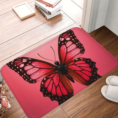 1PC Monarch Butterfly Pattern Kitchen Rug Non-Slip Door Mat Pop Design Bathroom Rug Bath Mat Carpet for Home Sink Laundry Decor