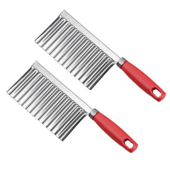 2Pcs Stainless Steel Potato Cutter Chopper Vegetable Fruit Crinkle Corrugated Slicer Egg Salad Ingredient Cutter Kitchen Gadget