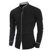 Men Shirt Business Single-breasted Stand Collar Formal Contrast Color Line Autumn Shirt for Work