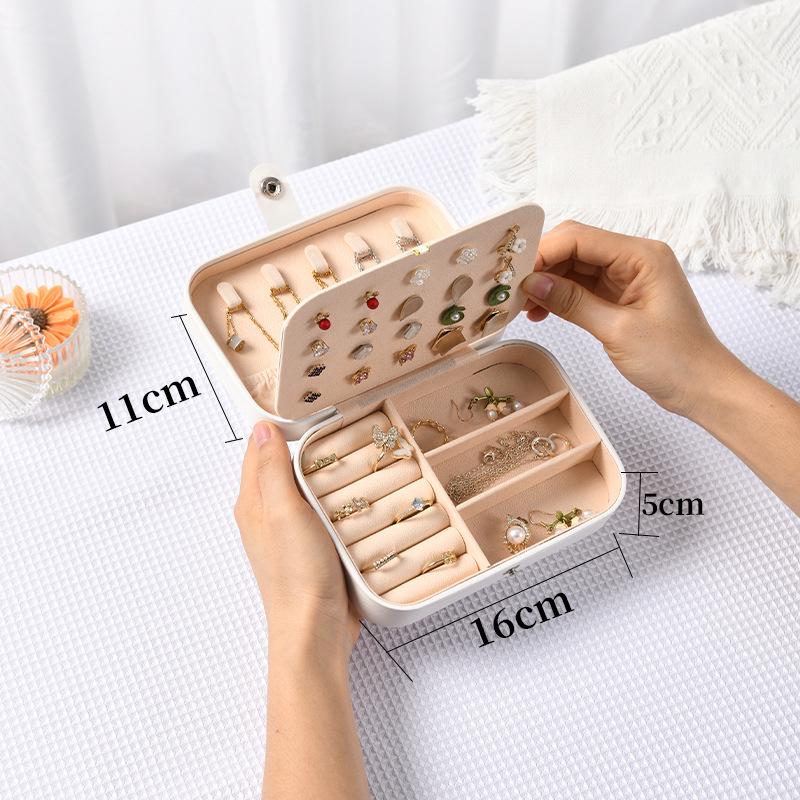 Elegante doppellagige Reise-Schmuckschatulle für Damen – Organizer für Halsketten, Ohrringe & Ringe