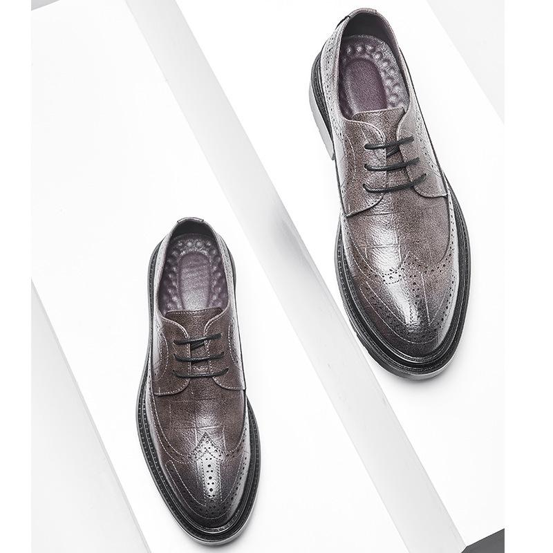 Chaussures Homme Printemps Et Été Brock Sculpté Chaussures Homme Business Cuir Pointues À Lacets Chaussures Habillées En Cuir 9701-X