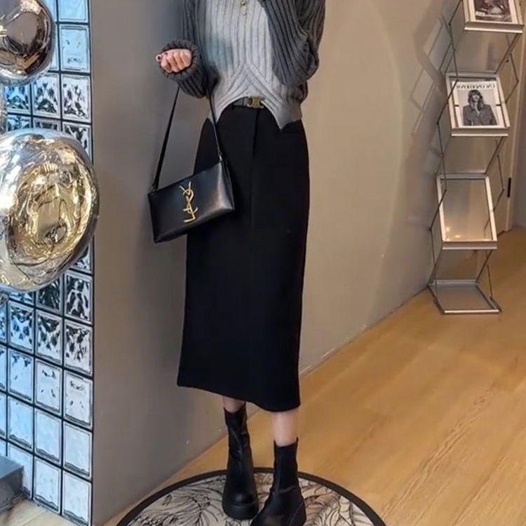 

2025 Осень/Зима Женский Люксовый Вязаный Свитер и Юбка Миди из Шерстяной Смеси M 95-105 jin