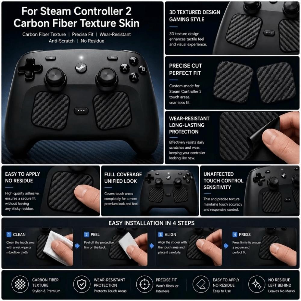 2 st repfria pekplattklistermärken Skyddande hud för Steam Controller 2 Speltillbehör