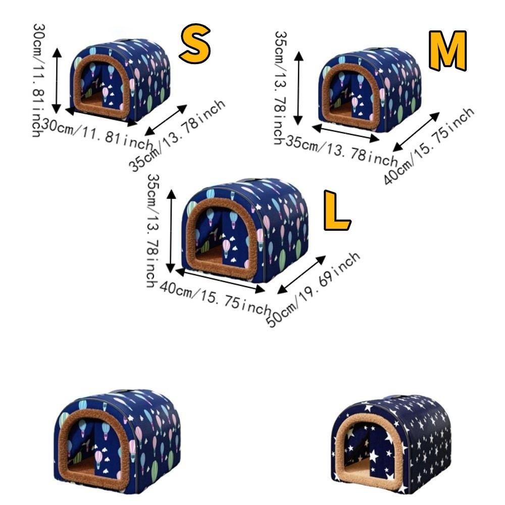Anti-Slip Waterproof Dog House Plush Warm Cat Sleeping Cave Star Print Pet Sleeping Nest Winter