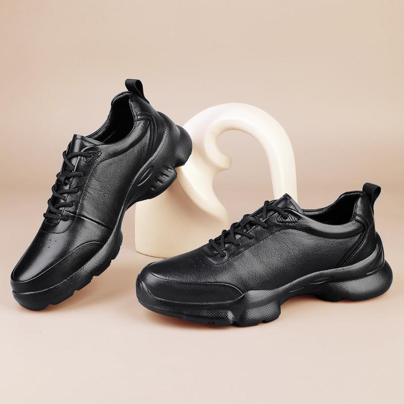 Fashion Non-Slip Flats Breathable Casual Shoes Lightweight Walking Shoes Men's Genuine Leather Sneakers Fashion Athletic Running Shoes