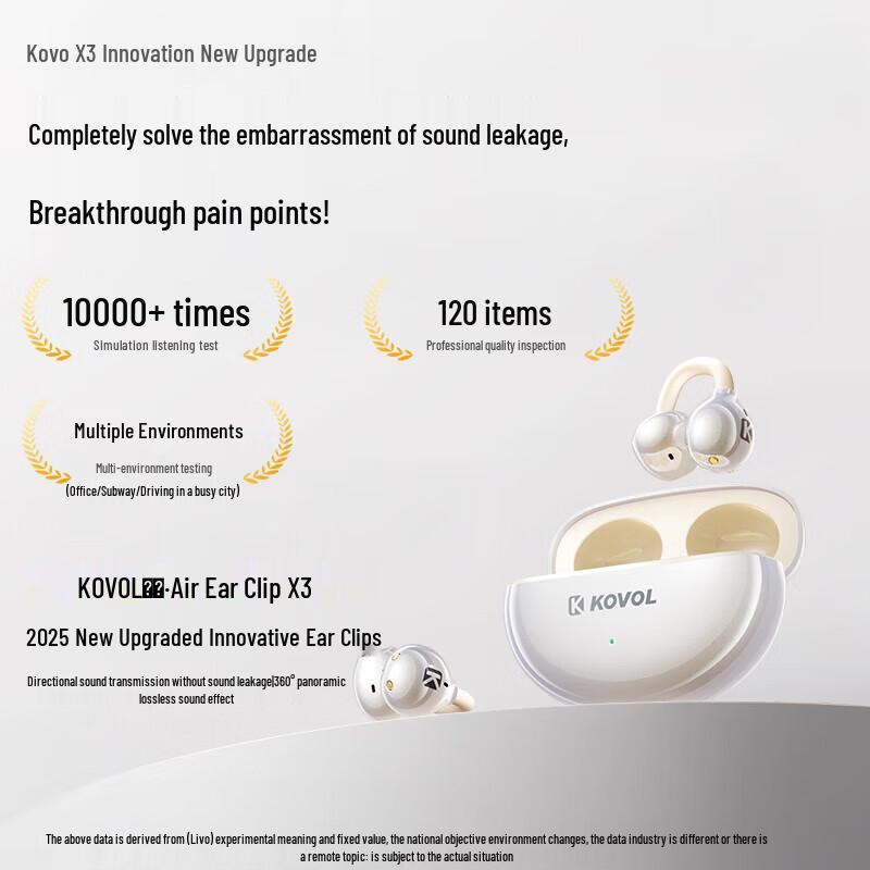 KOVOL Bone Conduction Ear-Clip Wireless Headphones