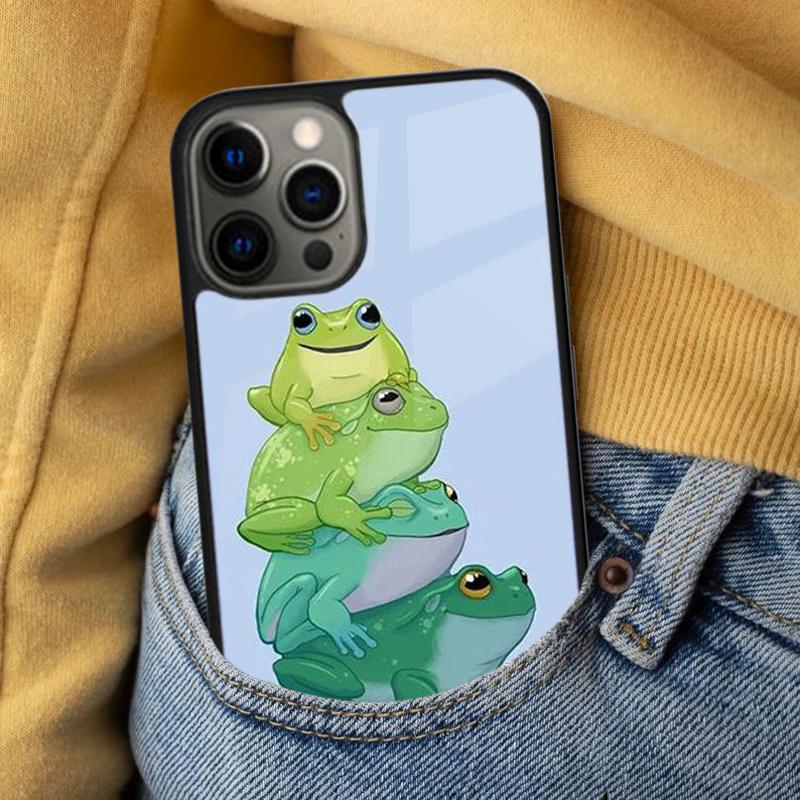 Cute Frog Cartoon Soft Phone Case for iPhone 17 Air 16e Pro max 15 Pro 13 14 Plus 11 12 MagSafe Magnetic Coque