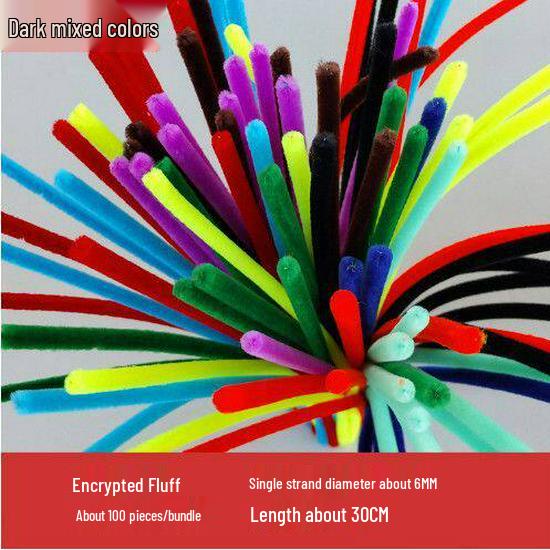 Dark Mixed Color Chenille Pipe Cleaners - DIY Kindergarten Flower Bouquet Materials Colorful Twist Sticks [100 pcs]