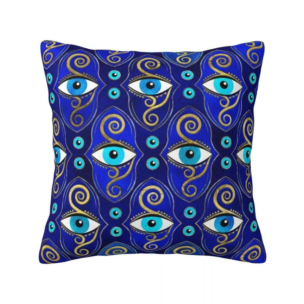 Böses Auge Anhänger Muster Kissenbezug Griechische Augen Mati Amulett Farbiger Polyester Kissenbezug Heimdeko Reißverschluss Frühlingsbezug