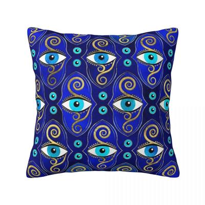 Evil Eye Charm Pattern Pillow Case Greek Eyes Mati Amulet Colored Polyester Pillowcase Home Decor Zipper Spring Cover