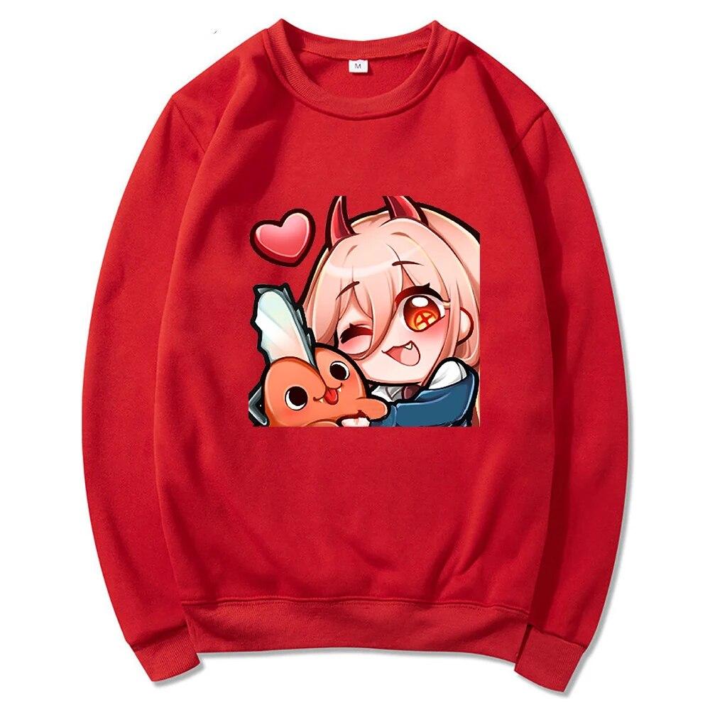 Anime Chainsaw Unisex Niedliche Pochita Power Hoodies Winter Warm Unisex/Damen Frühling/Herbst Unisex Sweatshirt Ästhetische Harajuku Sudaderas Unisex