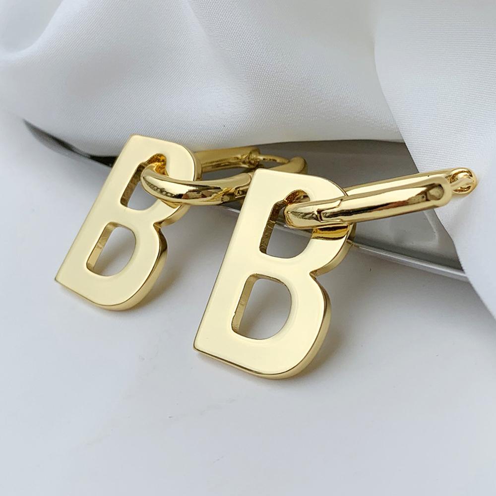 Fashion Retro Jewelry Gifts for Women Party Drop Dangle Earrings Hoop Earrings Letter B Design Removable