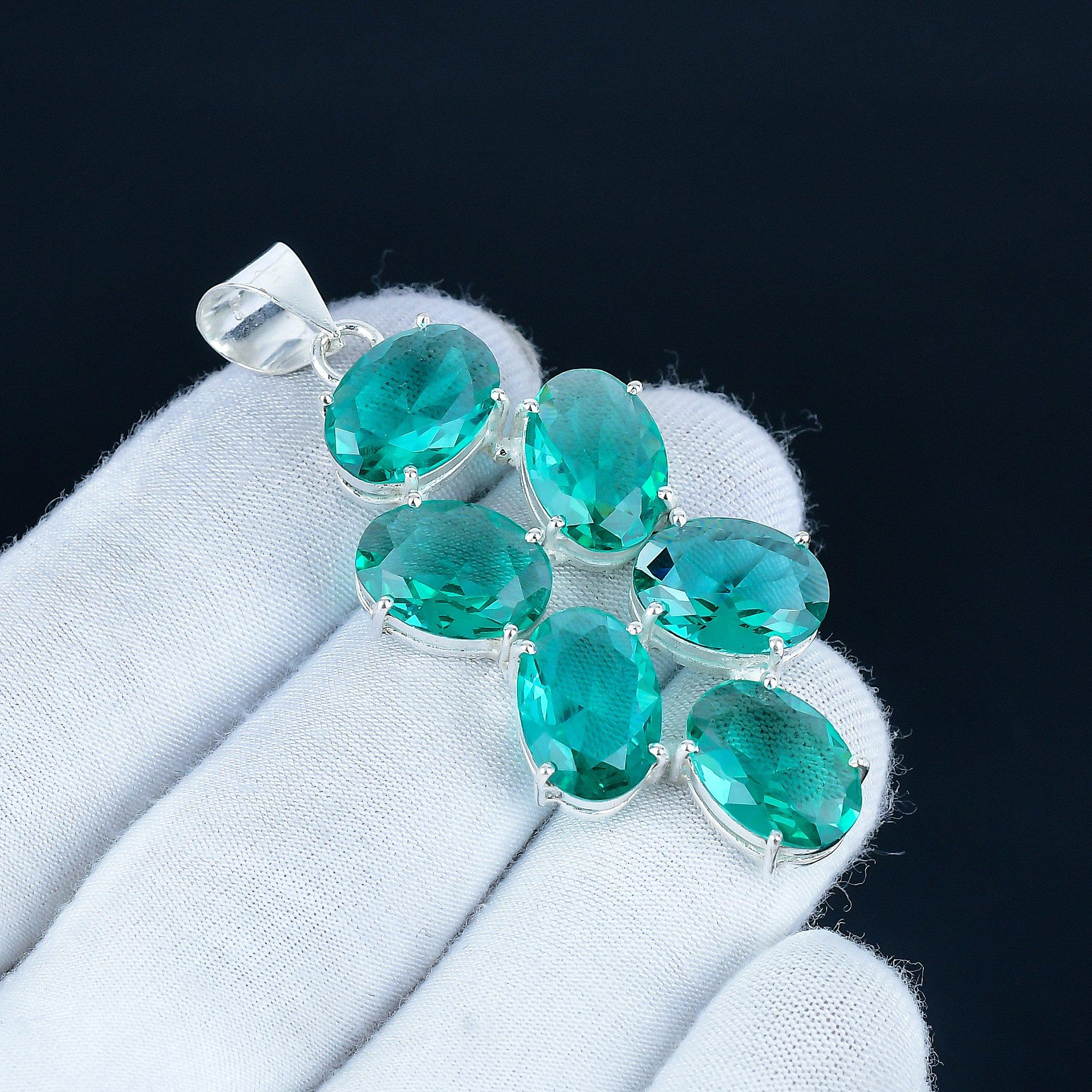 

Подвеска с драгоценным камнем Зеленый Апатит из серебра 925 пробы - Дизайн ручной работы, Украшение для повседневной носки, Уникальная подвеска с зеленым апатитом, Подарок для женщин 2.5 зелёный