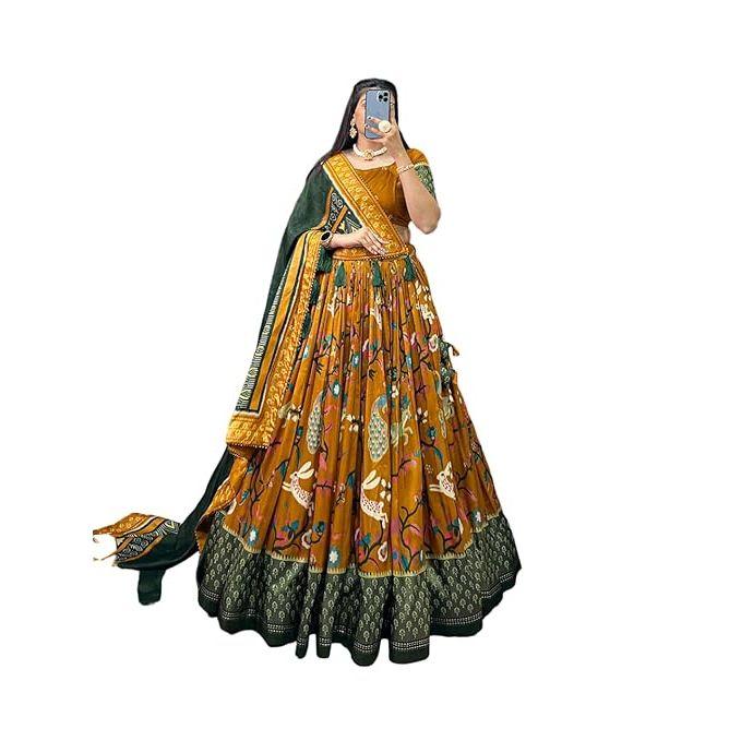 Woman's Perfectly  Collection Tussar Silk Lehenga Choli Patola Print with Foil Work ,Unstiched Blouse,