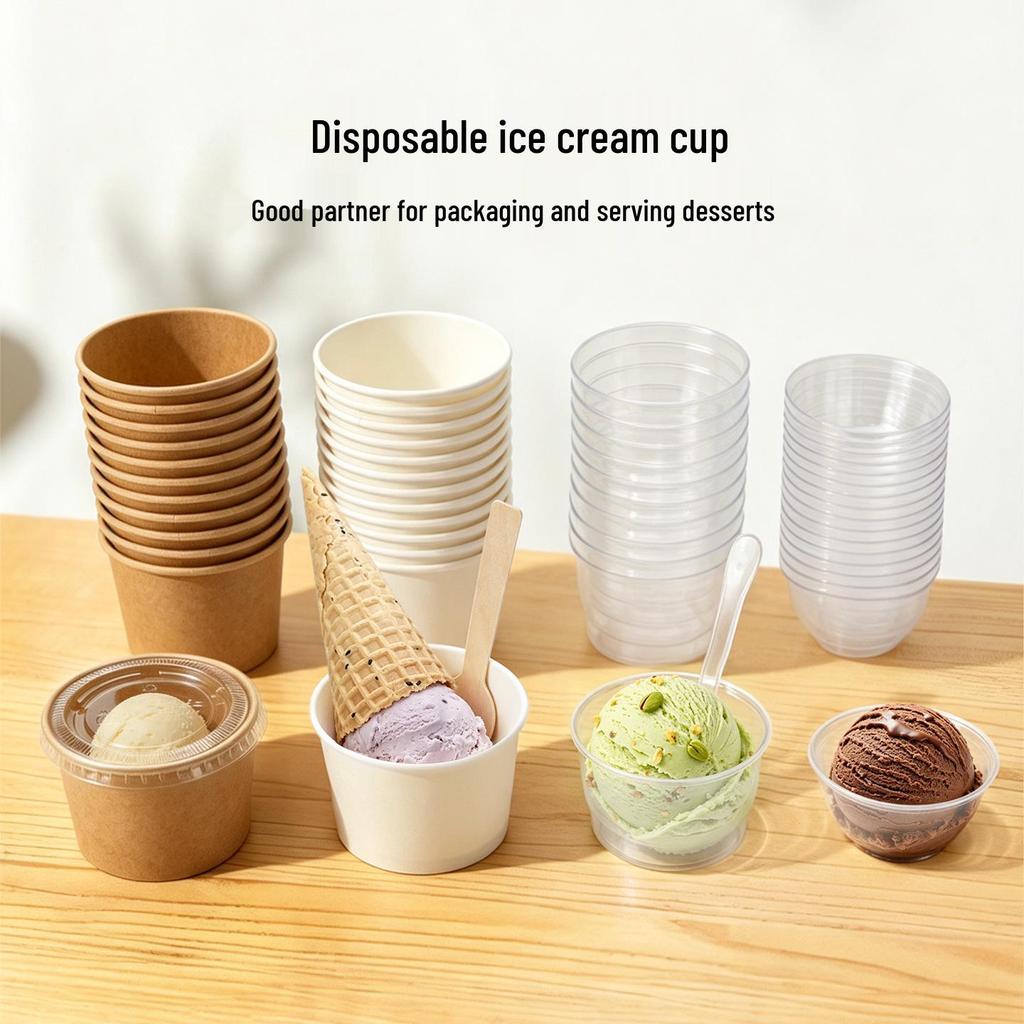 Bellflower Disposable Ice Cream and Yogurt Paper Cups, Portioning Small White Bowls