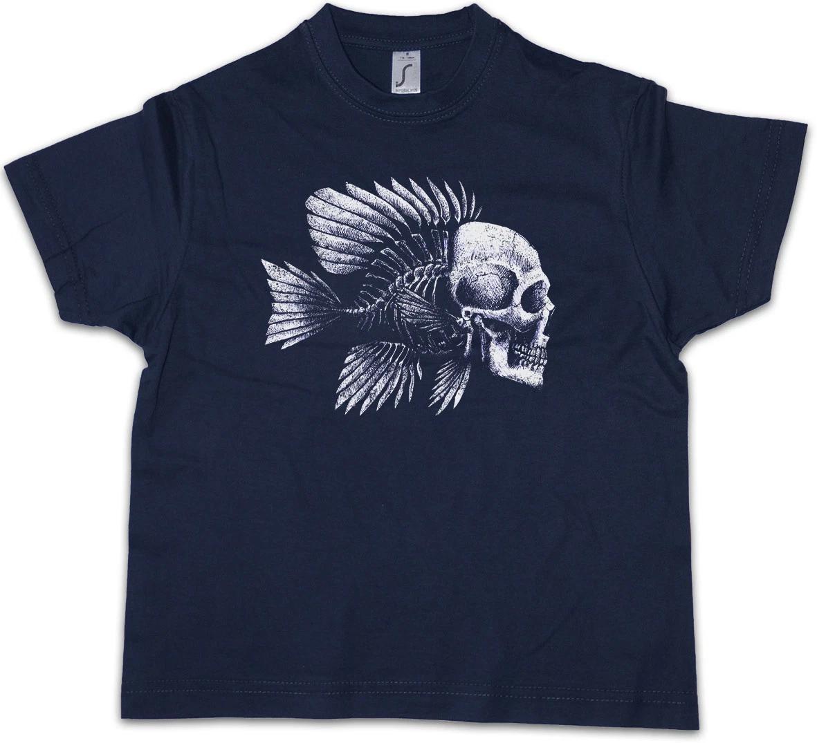FISH SKULL Kids Boys kids boys T-Shirt Fishing Fisher Rod Pole Bone River Sea Fisherman 100