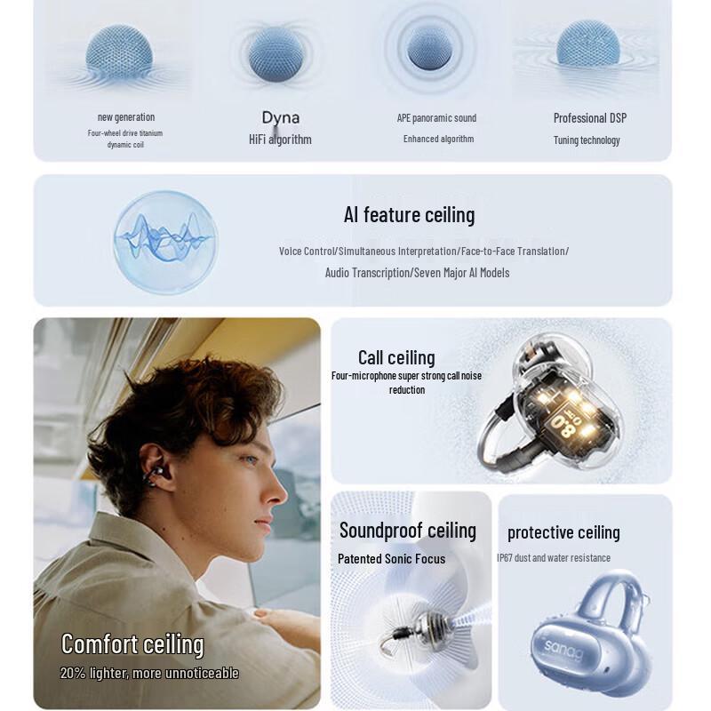 SANAG S8S Ultra Open-Ear AI Sport Bluetooth Headphones