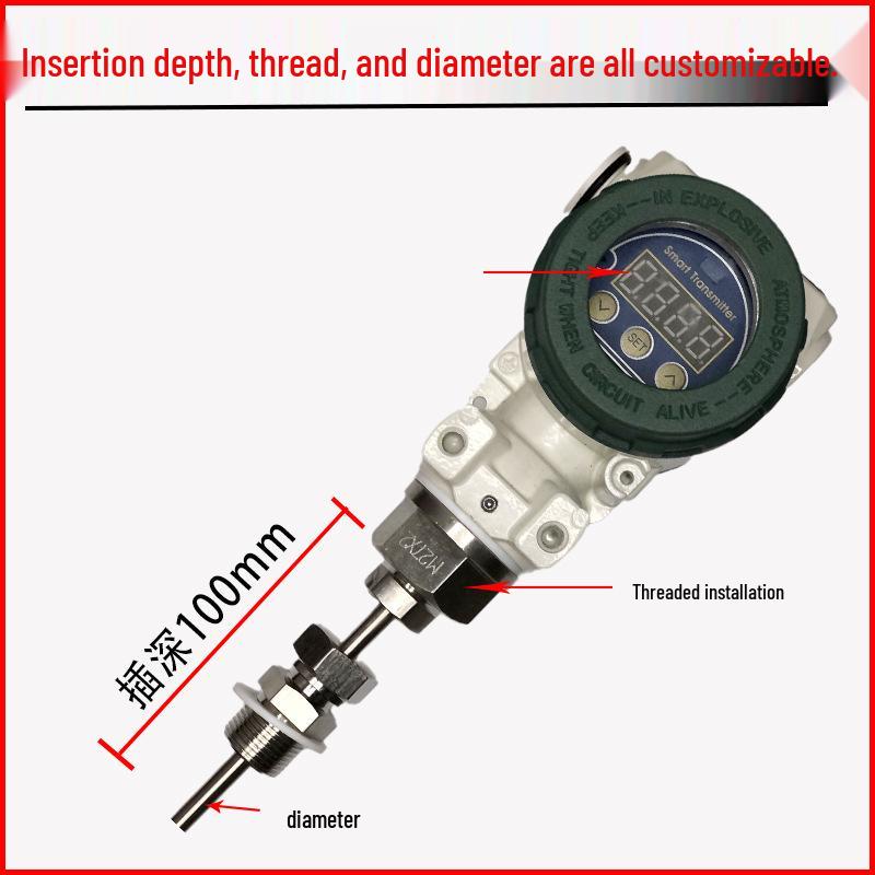 Integrated Stainless Steel Temperature Transmitter PT100, 4-20mA Sensor, Model SBWZ-2480/240.
