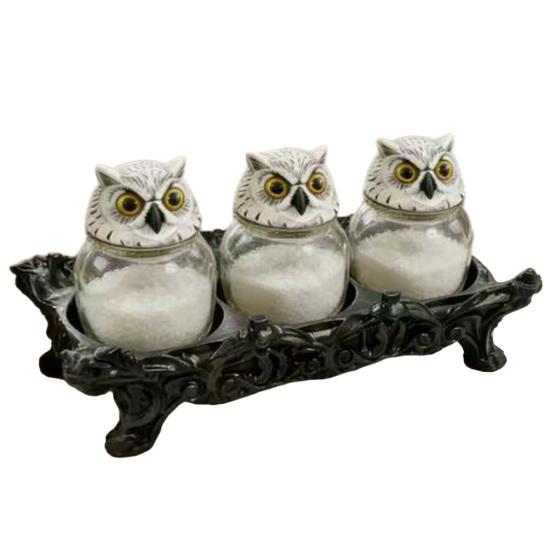 Spice Storage Jar Moisture Proof Glass Spice Jars with Witch Hat/Owl Lids Sealed Dry Foods Containers Decorative Kitchen Storage Jars