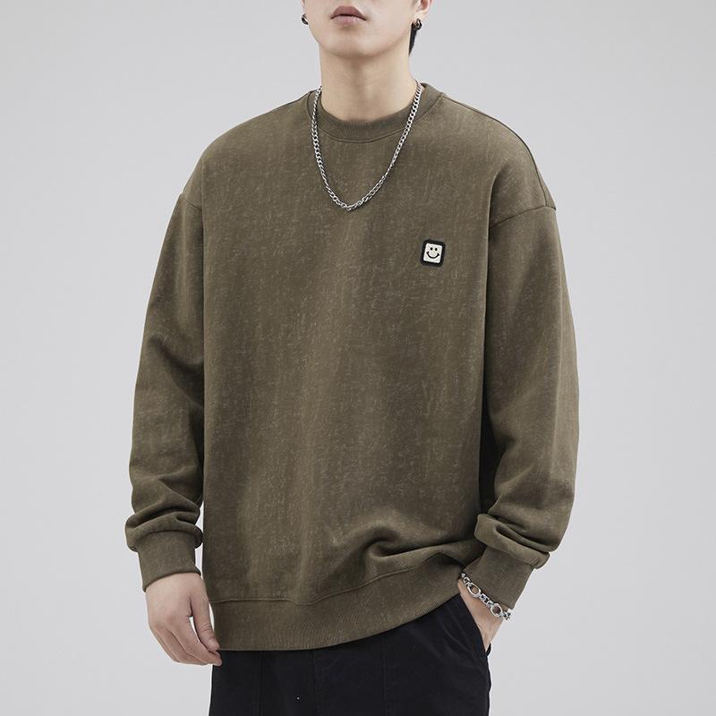 Осенний американский свитер с круглым вырезом из плотного хлопка — фото 4