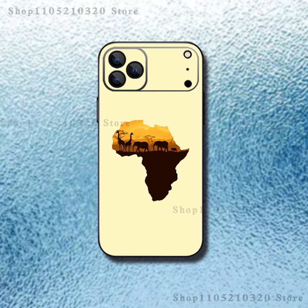 Africa Map Art Phone Case For iPhone 17,16,15,14,13,12,Pro,Max,Plus,E,SE4,Air,Mini Black Soft Box