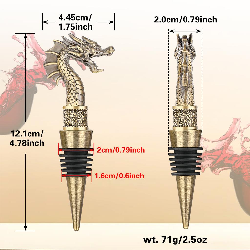 LKKCHER Useful 2-in-1 Dragon Head Wine Stopper and Opener Fashion Home Bar Ornaments Bottle Saver Gifts for Men 7