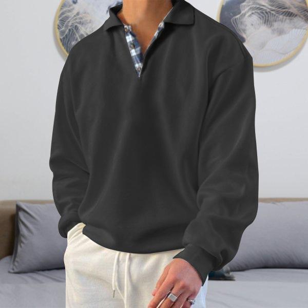 

Autumn Long-sleeved V-neck Men s Loose-fitting Hoodie 5XL чорний