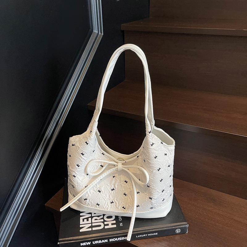 Niche Bow Bag Women's 2025 New Versatile Shoulder Underarm Bag Fashionable Portable Work Commuter Handbag