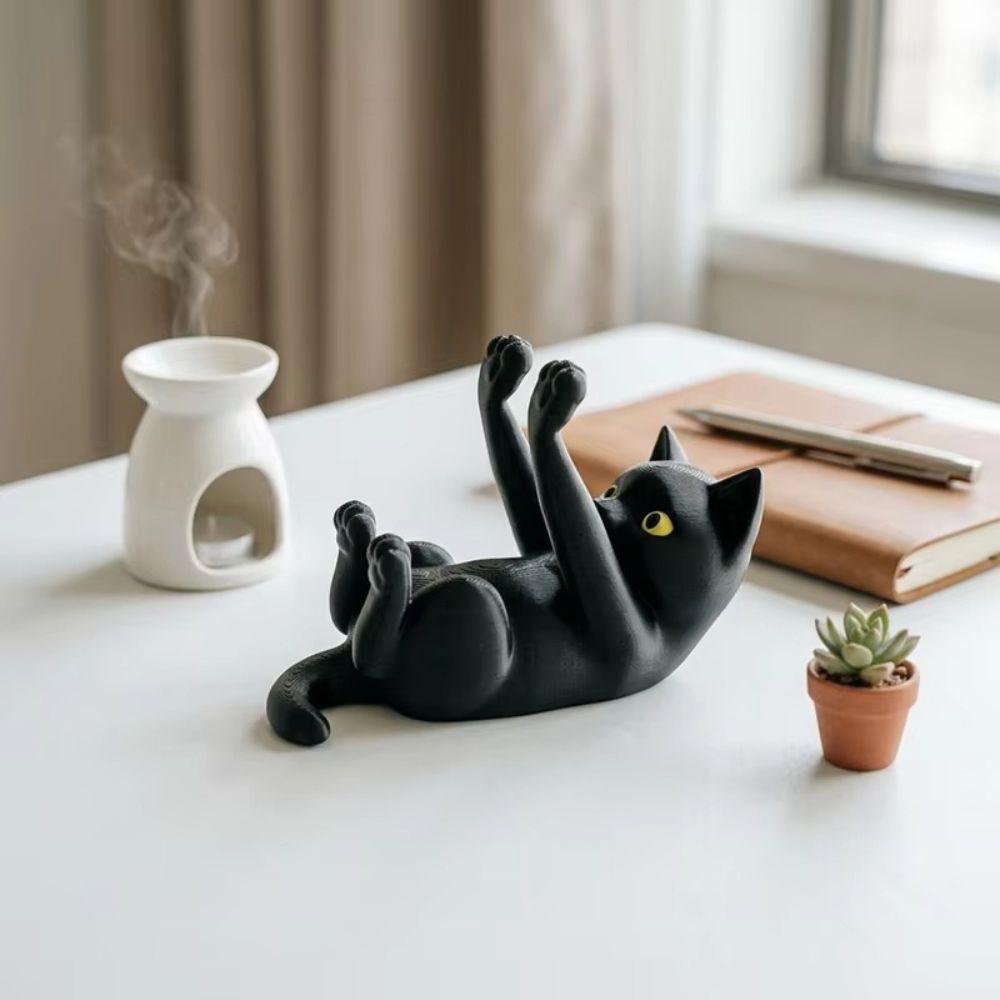 Kitten-Shaped 3D Printed Phone Stand Black Cat Desktop Phone Holder Home Study Bedroom