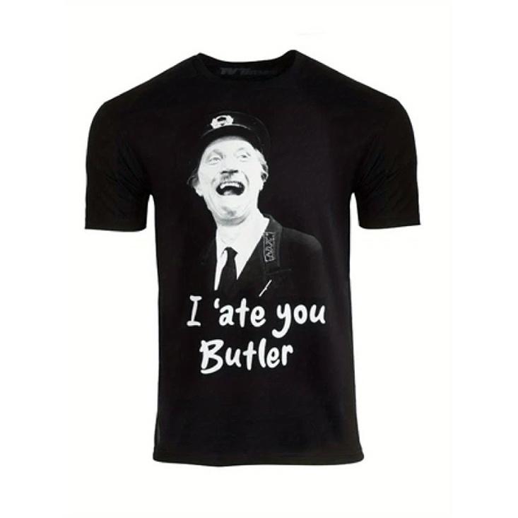 Men  Licensed On The Buses TV Show T-Shirt - Official Butler Blakey Stan Graphic Tee, Classic British Comedy Series Shirt Suitable for Fans, Retro S