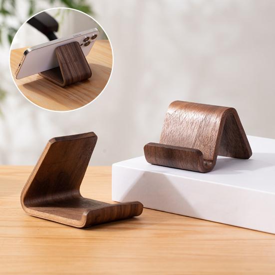 Mobile Phone Stand Walnut Solid Wood Phone Stand Creative Desktop Support Rack for Home Travel Office