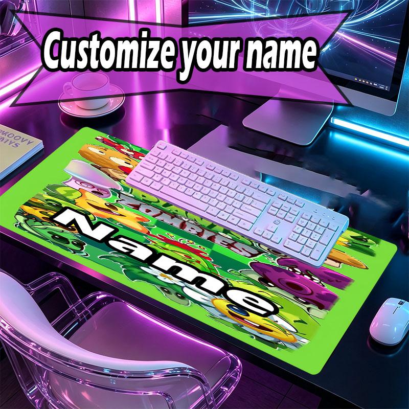 Custom Name Personalized Plants vs. Zombies Pattern Mousepad, Laptop PC Desk Mat, Decorative Desk Mat for Home Keyboard Pad Gift