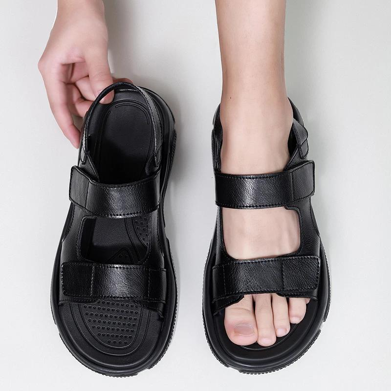 Men's Summer Flats Male Open-toed Sandals Trend Beach Shoes Slippers Luxury Brand Men's Sandals All-match Walking Shoes