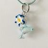 Lovely Dolphin And Flower Keychain Plastic Construction Bag Hanging Pendant Cute Gift For Girls Teens Students