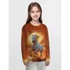 Flickkläder Barns T-shirt Långärmad Hästtryck Barn Höstkläder Snygg Casual Barn Topp Rund Hals Barnkläder