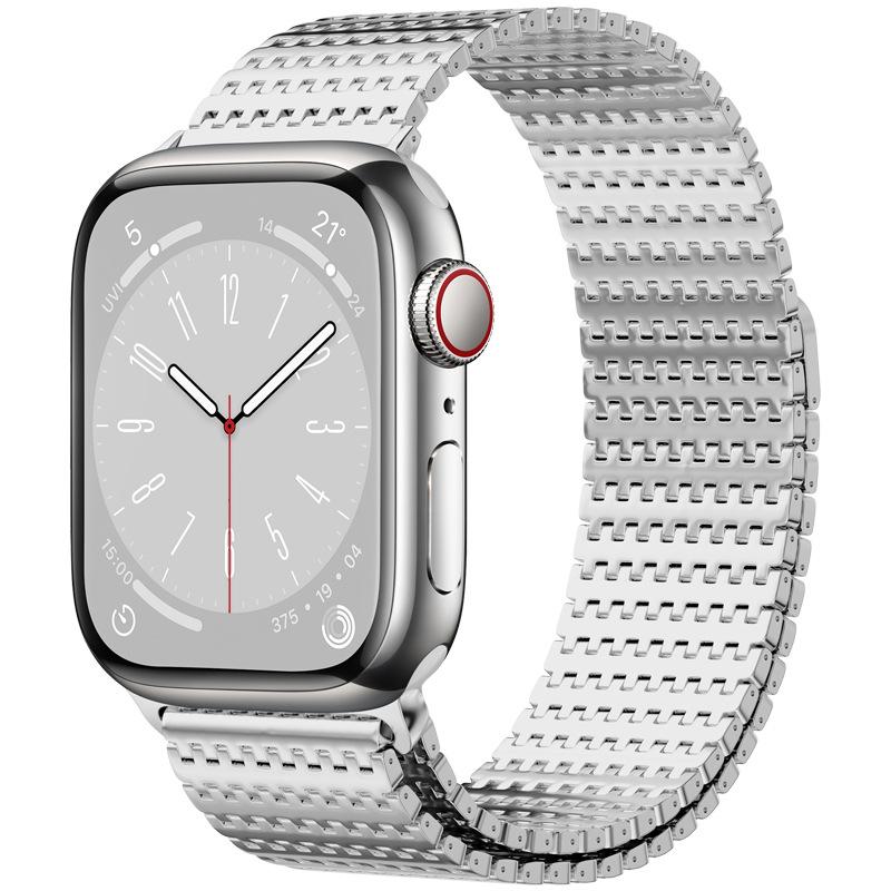 

Metal Strap for Apple Watch 11 10 46mm 42mm/Ultra 3 2 49mm Magnetic Wristband for iWatch 9 8 7 6 5 4 SE 45mm 44mm 41mm 40mm Band S11-10 42mm-40 41mm серебряный