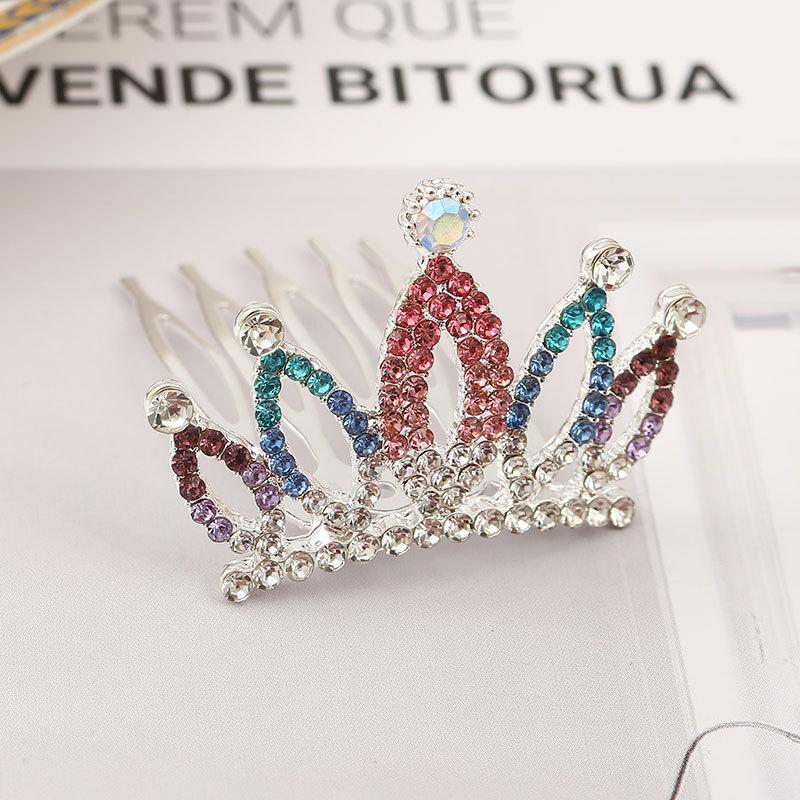 Girls Hair Accessories Mini Crown for Kids Bling Rhinestone Tiaras Hair Combs Princess Diadem Love Heart Shaped Headbands