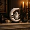Retro Gothic Decor Halloween Ghost Swing Figurine, Spooky On A Moon Statue, Party Favors Resin Home Decoration for Desktop, Mantel, Fireplace, Indoor