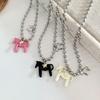 Modern Horse Shaped Titanium Steel Necklace 44cm Adjustable Chain Neckchain For Girls Teens Birthday Present