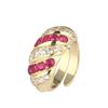 Jewelry Copper Bottom Gold Plated Simulation Sapphire Red Corundum Gold Vintage Geometric Ring