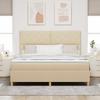 Boxspring Bed with Headboard Cream 180 x 200 cm Fabric