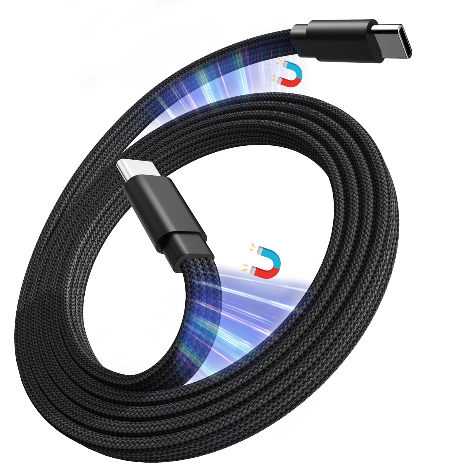 

Magtame Shape PD60W Быстрая Совместимость с iPhone MacBook Samsung и другими устройствами C2C Кабель USB-C, Плоский, Магнитный, С памятью, Зарядный, Не запутывающийся,